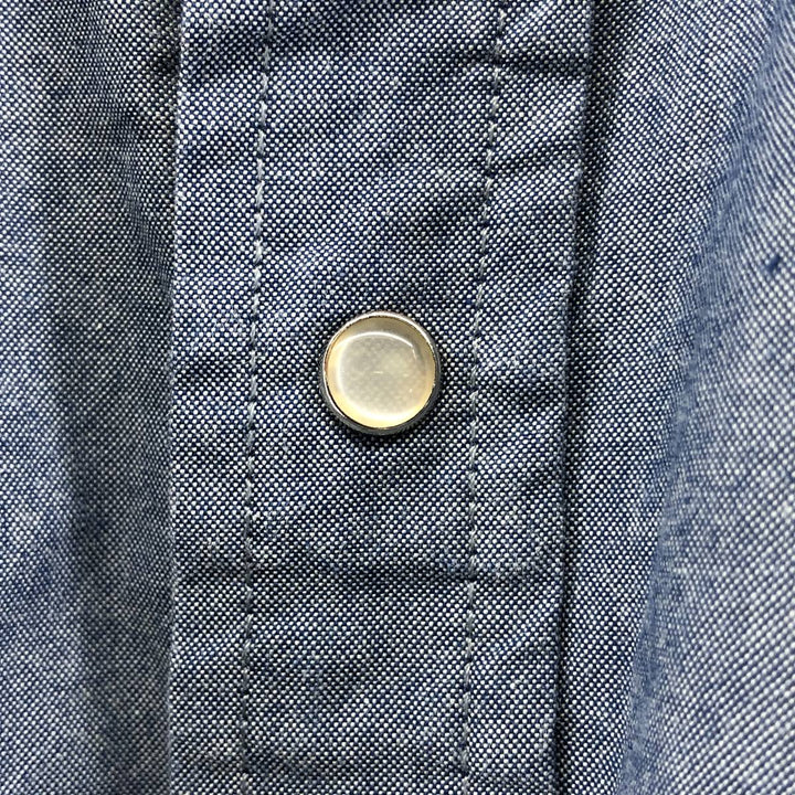 ELY short sleeve western shirt, men's size L unclear Navy blue Vintage Second Hand