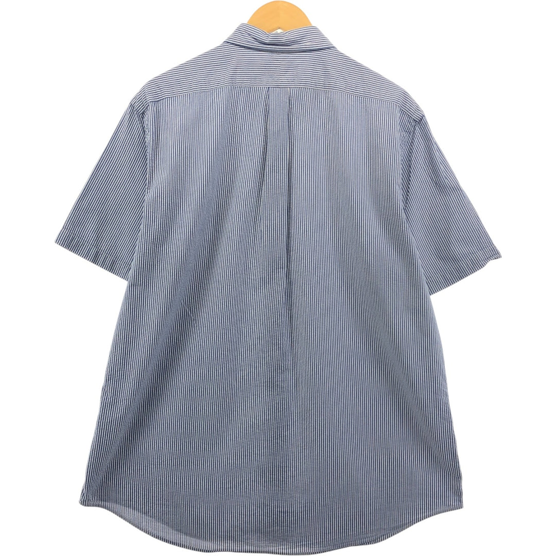 Ralph Lauren short sleeve button down striped shirt, men's XL size cotton blue type Vintage Second Hand