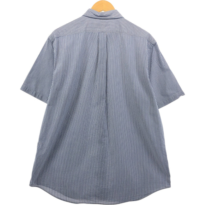 Ralph Lauren short sleeve button down striped shirt, men's XL size cotton blue type Vintage Second Hand