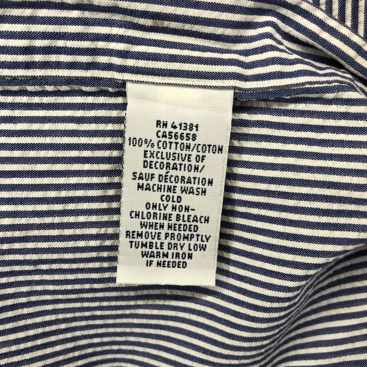 Ralph Lauren short sleeve button down striped shirt, men's XL size cotton blue type Vintage Second Hand