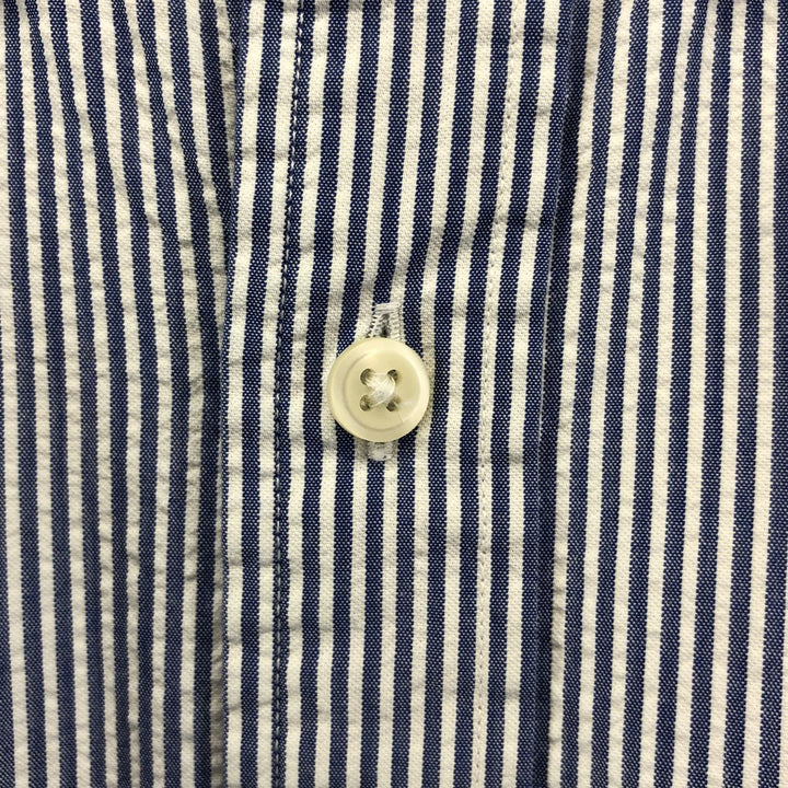 Ralph Lauren short sleeve button down striped shirt, men's XL size cotton blue type Vintage Second Hand