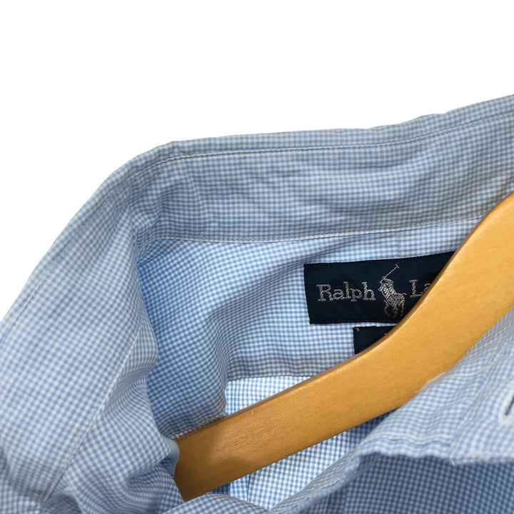 Ralph Lauren BLAKE Gingham Check Short Sleeve Button Down Check Shirt Men's M cotton Blue type light blue Vintage Second Hand