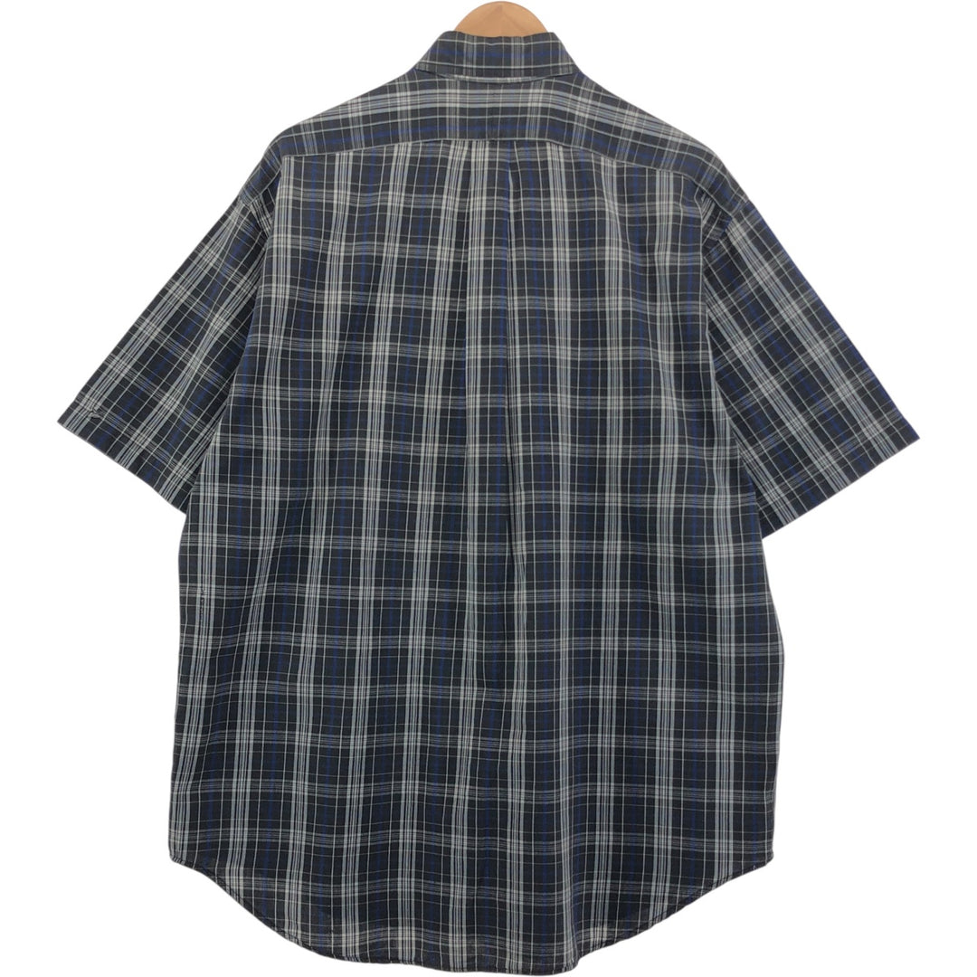 Ralph Lauren BLAIRE short sleeve button down check shirt, men's size L cotton black type Vintage Second Hand