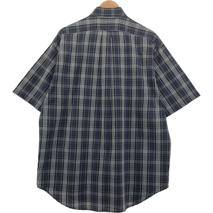 Ralph Lauren BLAIRE short sleeve button down check shirt, men's size L cotton black type Vintage Second Hand