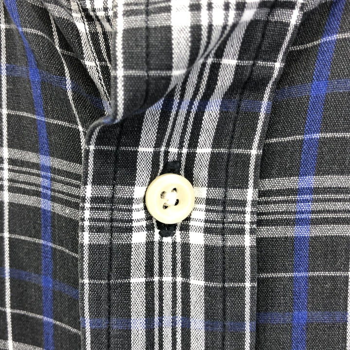 Ralph Lauren BLAIRE short sleeve button down check shirt, men's size L cotton black type Vintage Second Hand