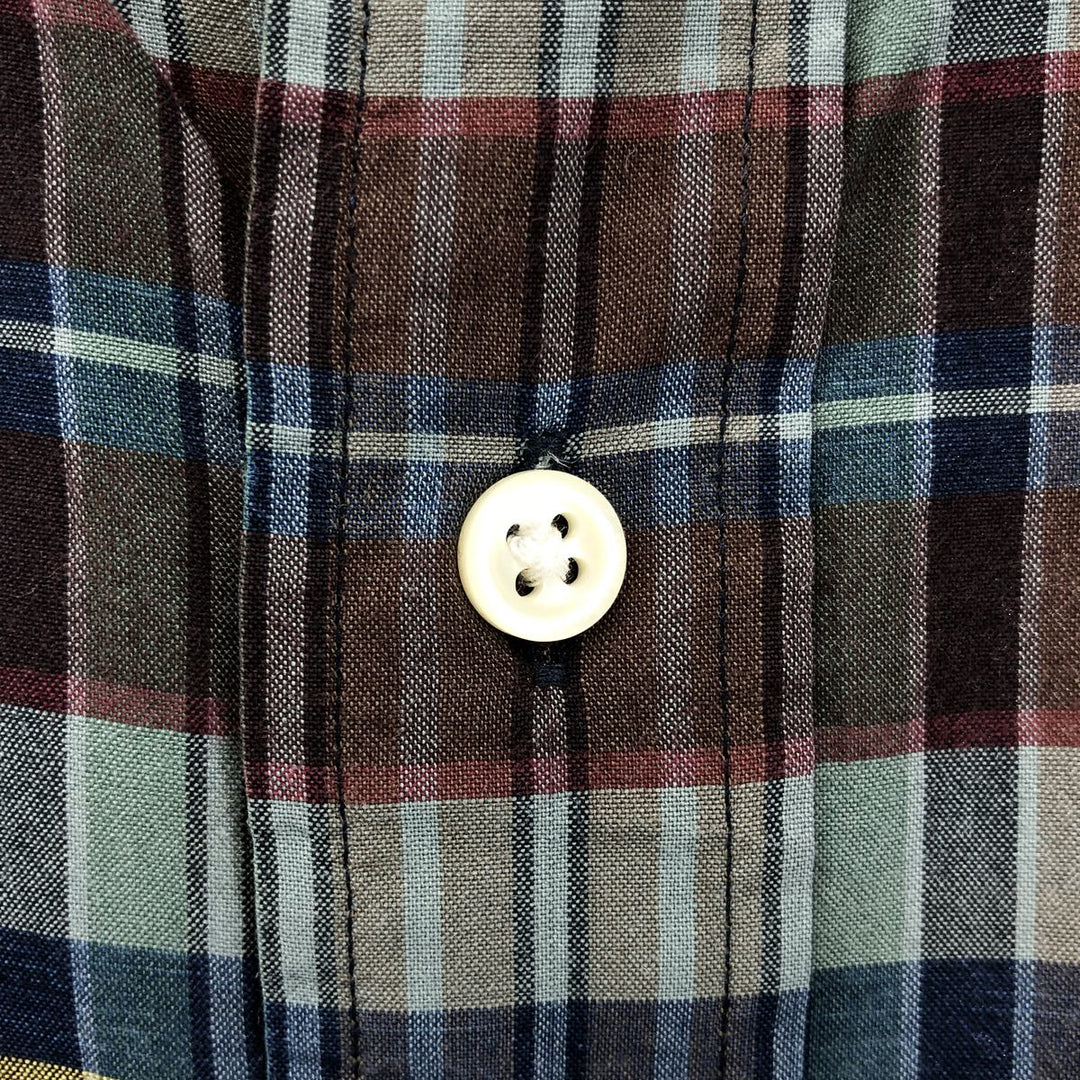 Ralph Lauren Classic Fit short sleeve button down check shirt, men's size L cotton Khaki type sage green Vintage Second Hand