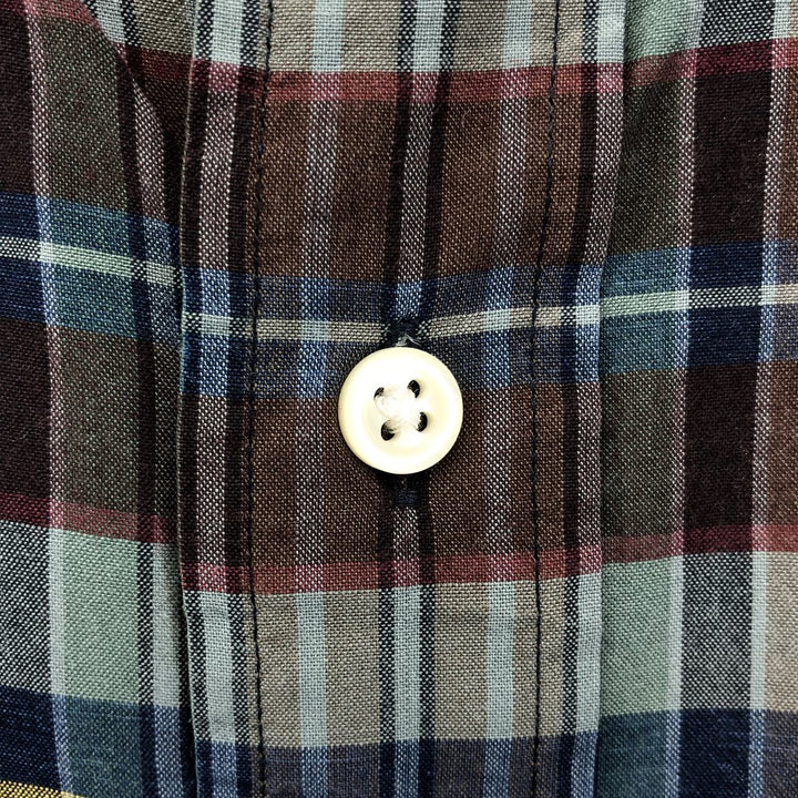Ralph Lauren Classic Fit short sleeve button down check shirt, men's size L cotton Khaki type sage green Vintage Second Hand
