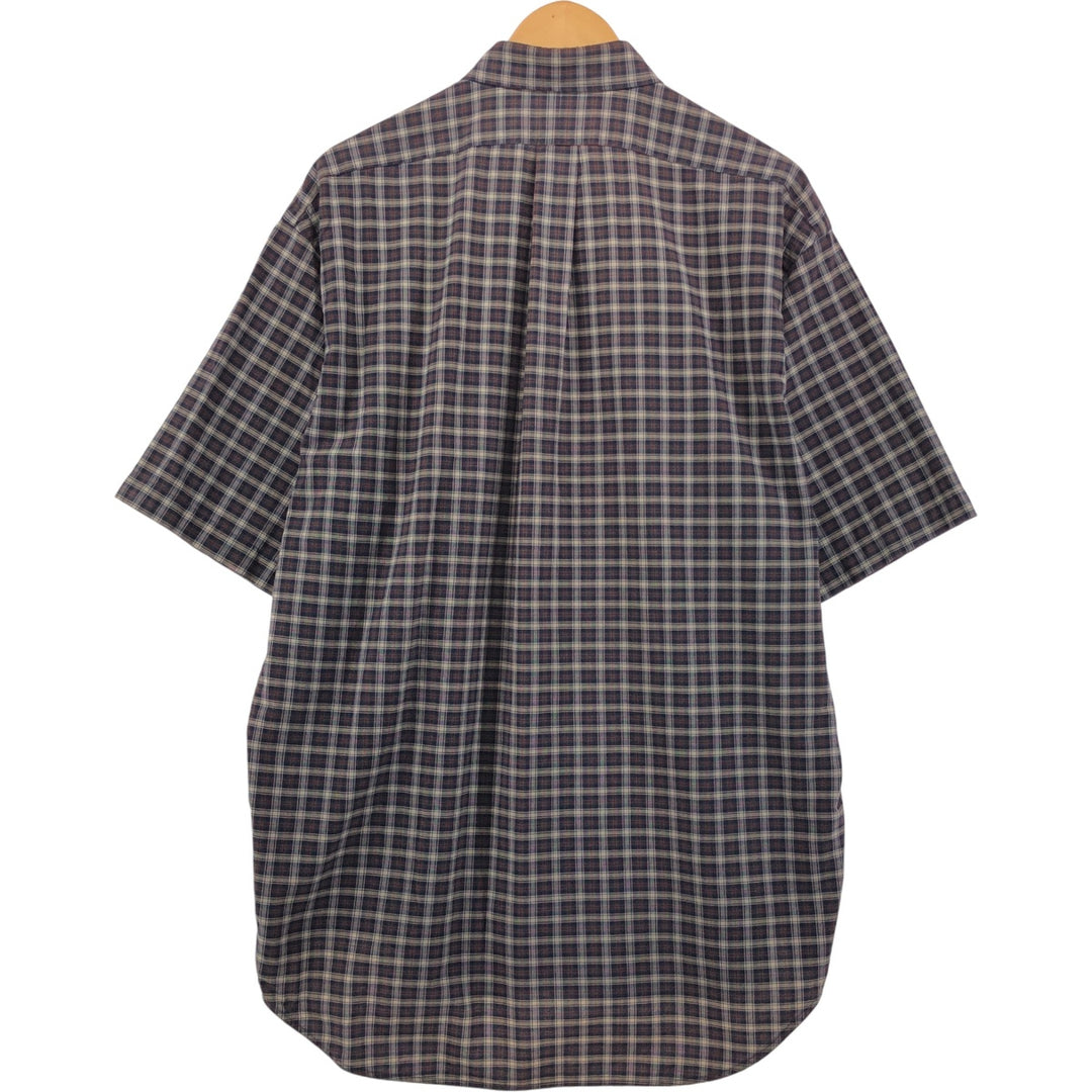 Ralph Lauren POLO by Ralph Lauren short sleeve button down check shirt made in Canada men's XL size cotton Indigo Vintage Second Hand