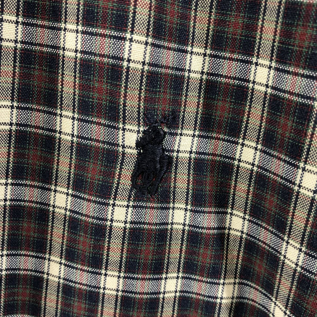 Ralph Lauren POLO by Ralph Lauren short sleeve button down check shirt made in Canada men's XL size cotton Indigo Vintage Second Hand