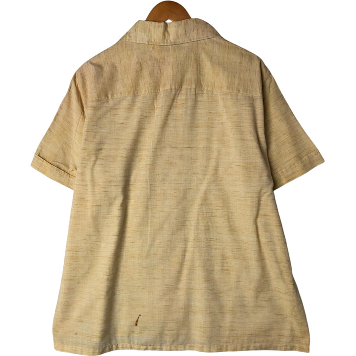 ~90'S COUNTRY CLUB Italian collar short sleeve polycotton box shirt made in Australia men's XL size unclear yellow type Vintage Second Hand