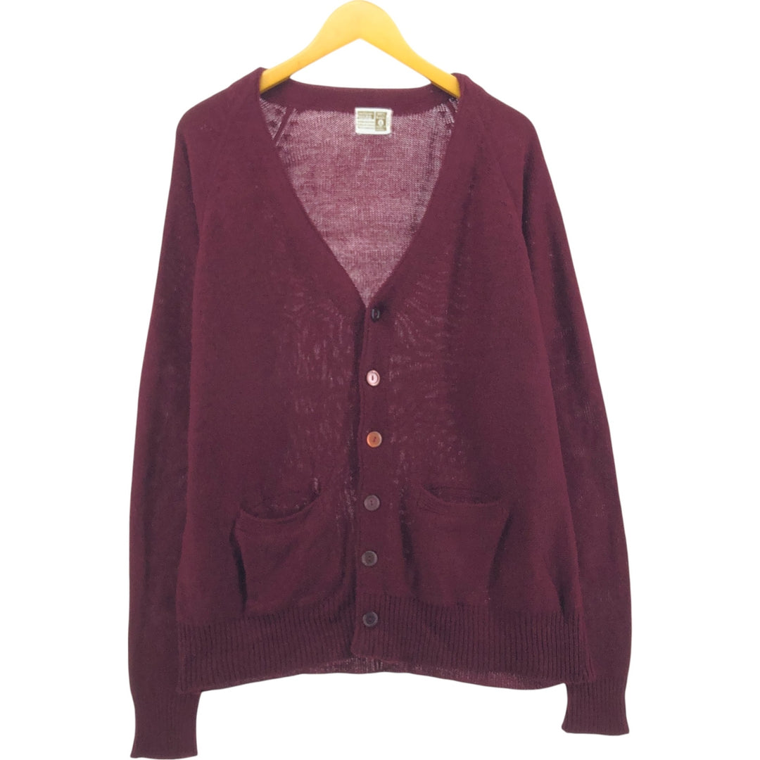 Vintage 70s-80'S Montgomery Ward Acrylic Knit Cardigan, Men's Size XL acrylic bordeaux Vintage Second Hand