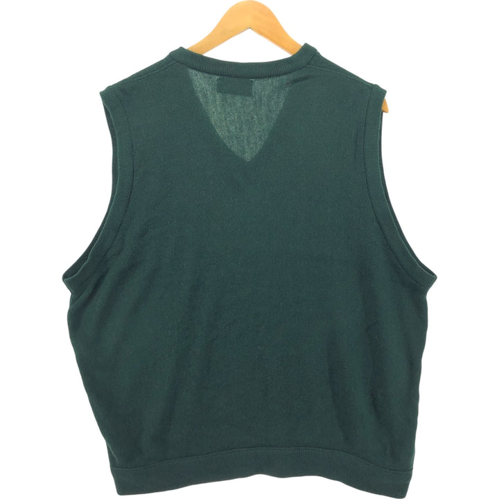 90'S Vintage IZOD V-neck acrylic knit vest, made in the USA, size L, men's acrylic green type Vintage Second Hand