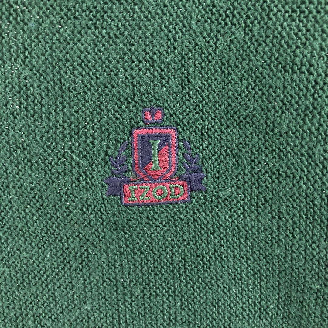90'S Vintage IZOD V-neck acrylic knit vest, made in the USA, size L, men's acrylic green type Vintage Second Hand