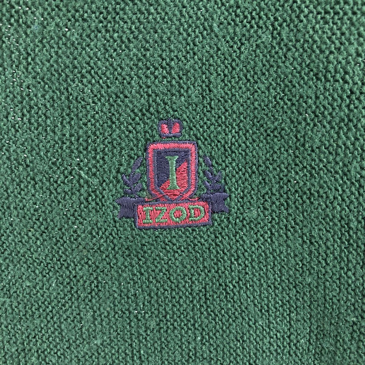 90'S Vintage IZOD V-neck acrylic knit vest, made in the USA, size L, men's acrylic green type Vintage Second Hand