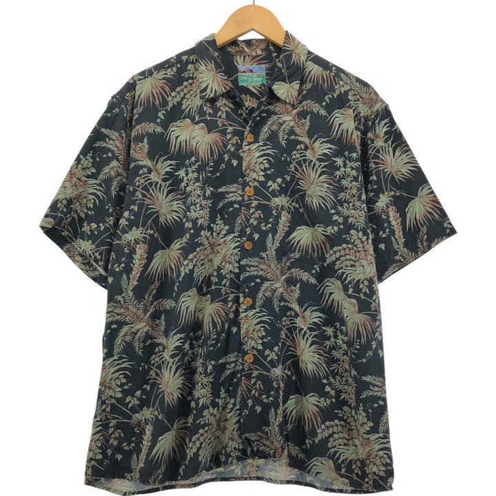 80s-90'S Reyn Spooner Diamond Head Tag All-Over Leaf Pattern Open Collar Rayon Aloha Shirt Men's Size L unclear multicolor Vintage Second Hand