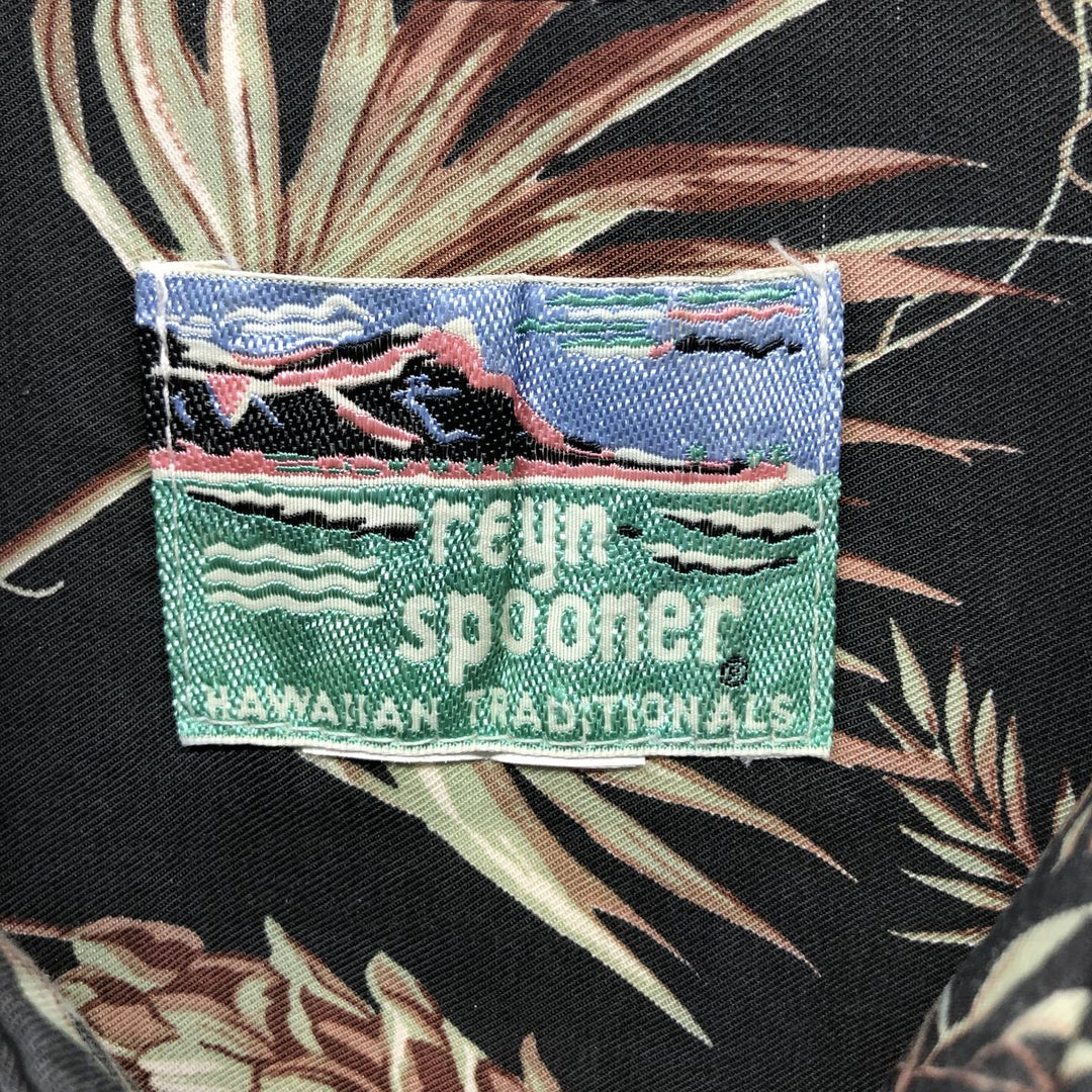 80s-90'S Reyn Spooner Diamond Head Tag All-Over Leaf Pattern Open Collar Rayon Aloha Shirt Men's Size L unclear multicolor Vintage Second Hand