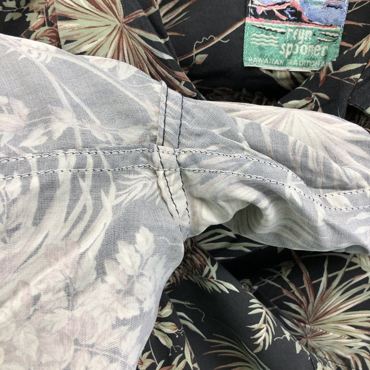 80s-90'S Reyn Spooner Diamond Head Tag All-Over Leaf Pattern Open Collar Rayon Aloha Shirt Men's Size L unclear multicolor Vintage Second Hand