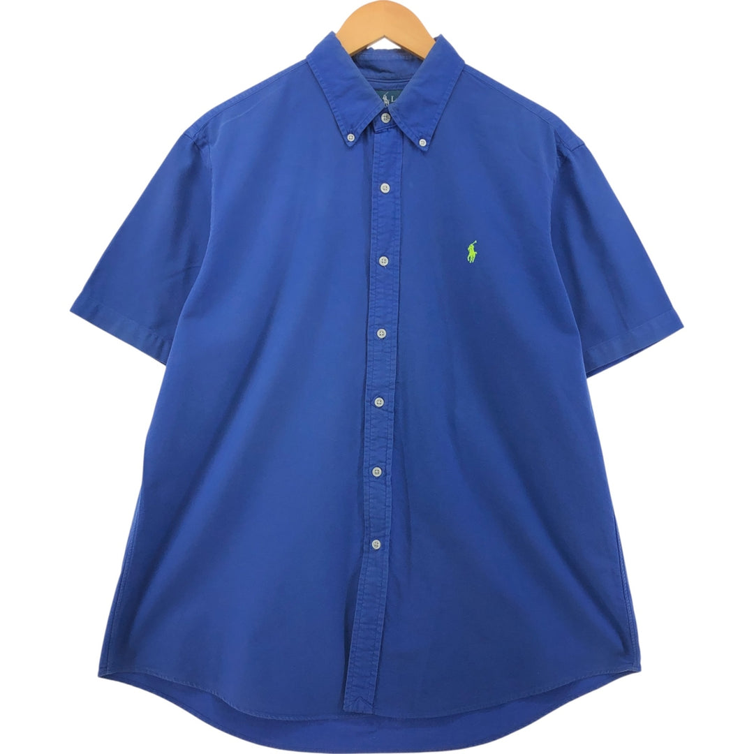 Ralph Lauren BLAKE short sleeve button down shirt, men's XL size cotton blue type Vintage Second Hand