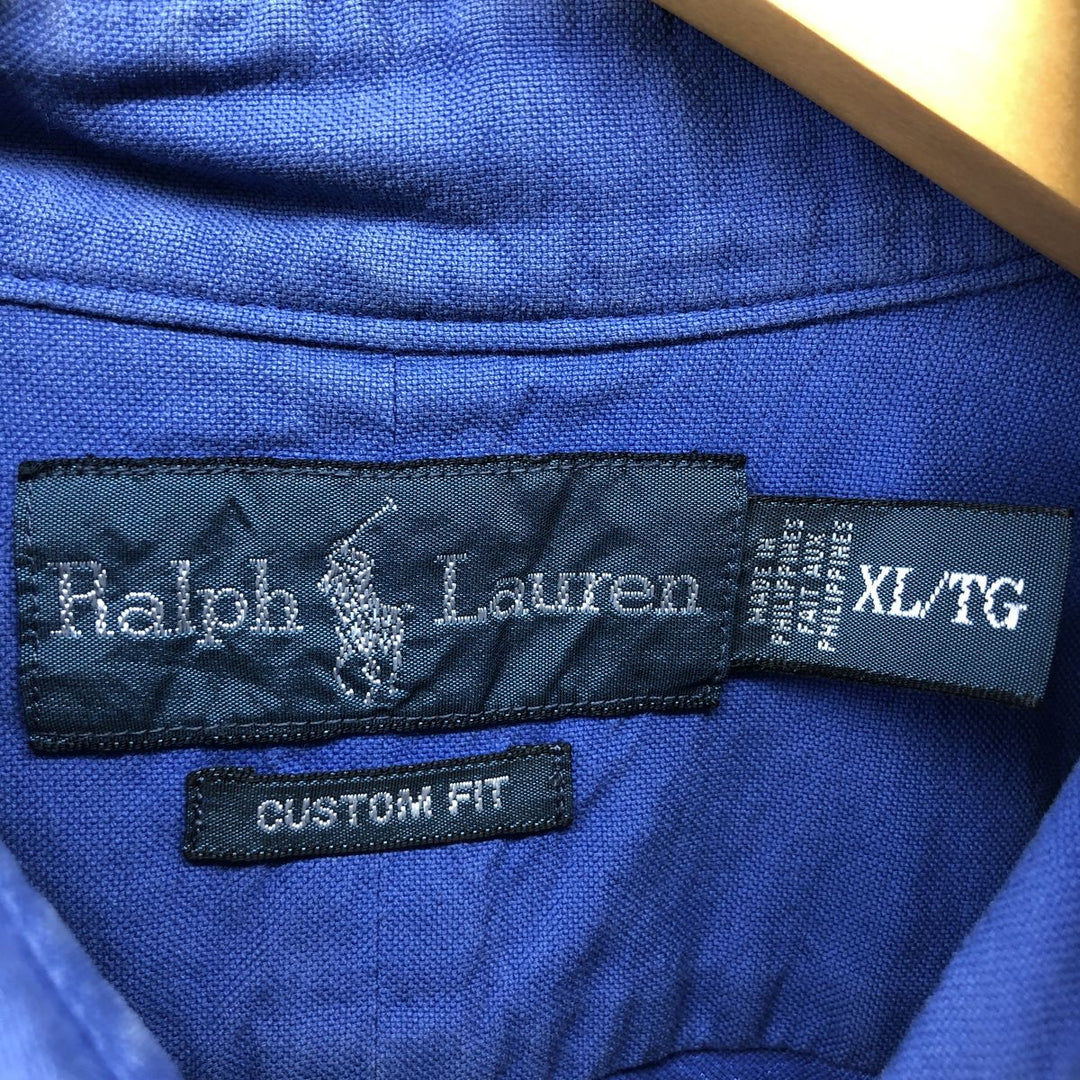 Ralph Lauren BLAKE short sleeve button down shirt, men's XL size cotton blue type Vintage Second Hand