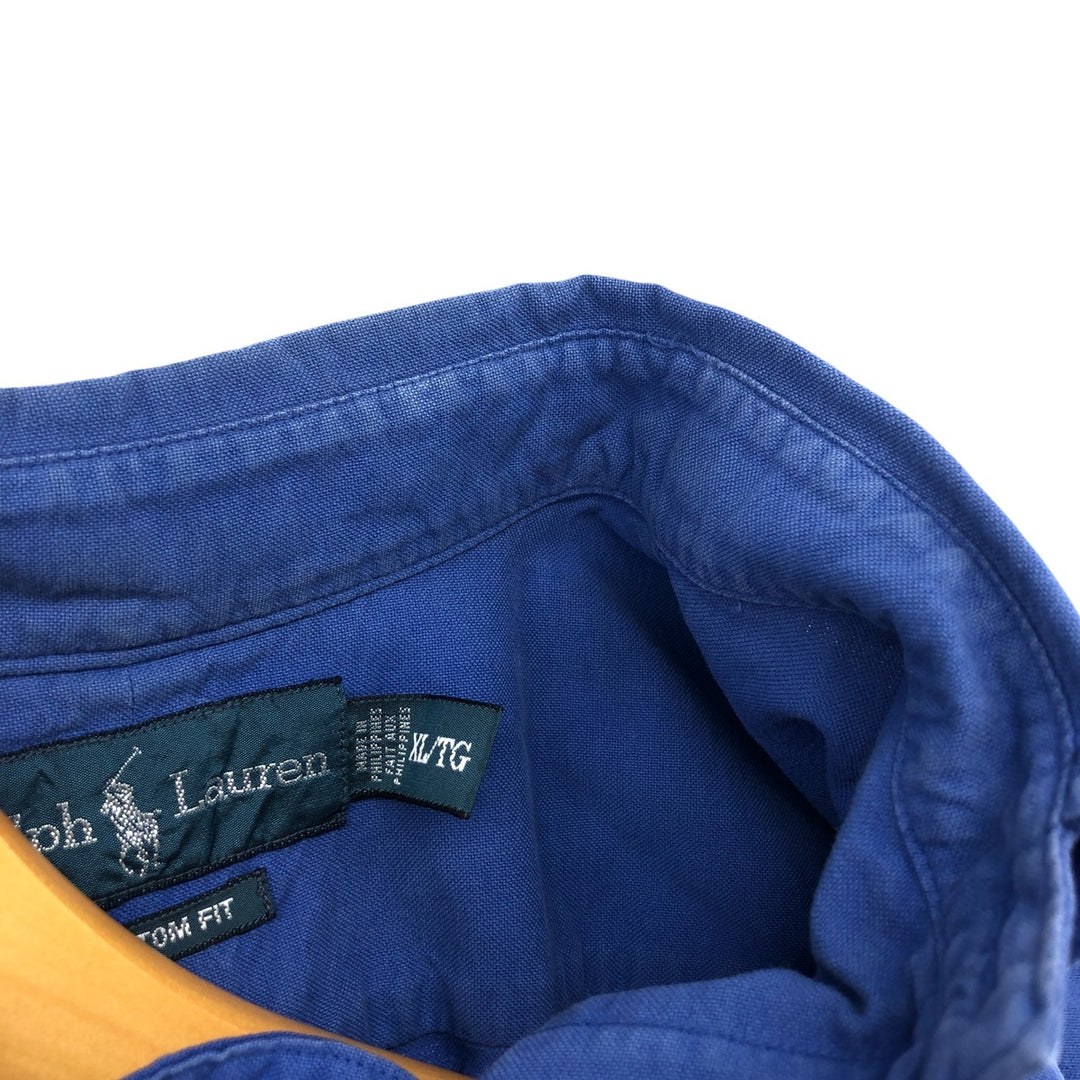 Ralph Lauren BLAKE short sleeve button down shirt, men's XL size cotton blue type Vintage Second Hand