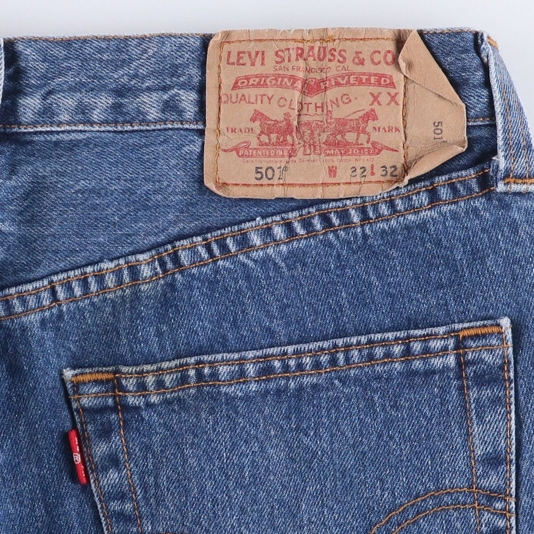 Levi's 501 STRAIGHT LEG BUTTON-FLY Euro model straight denim pants for men, equivalent to w31 cotton blue type Vintage Second Hand