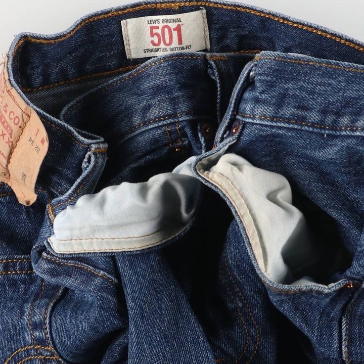 Levi's 501 Straight Leg Button-Fly Denim Pants for Men, W32 equivalent cotton Indigo Vintage Second Hand