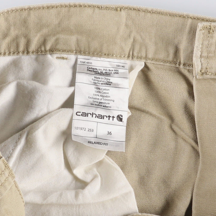 Carhartt Relaxed Fit Duck Cargo Shorts, Men's, W37 cotton Beige type Vintage Second Hand