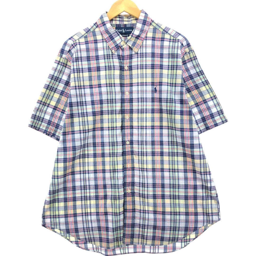Ralph Lauren Classic Fit Short Sleeve Button Down Check Shirt Men's XL cotton white type Vintage Second Hand