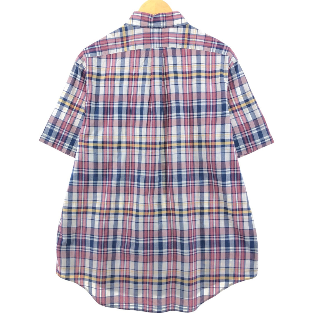 Ralph Lauren Madras Check Short Sleeve Button Down Check Shirt Men's XL cotton white type Vintage Second Hand