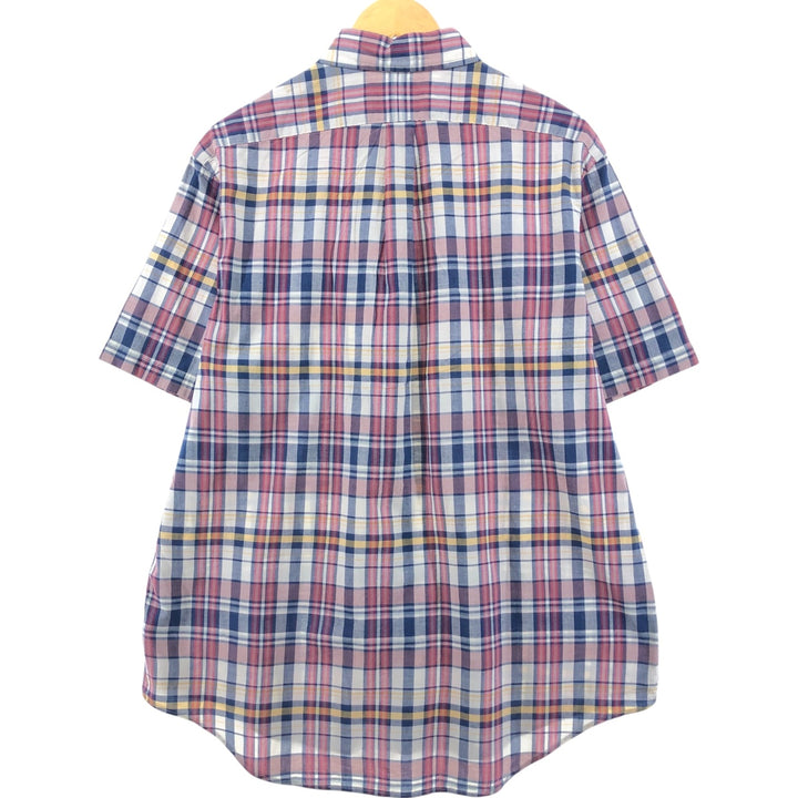 Ralph Lauren Madras Check Short Sleeve Button Down Check Shirt Men's XL cotton white type Vintage Second Hand