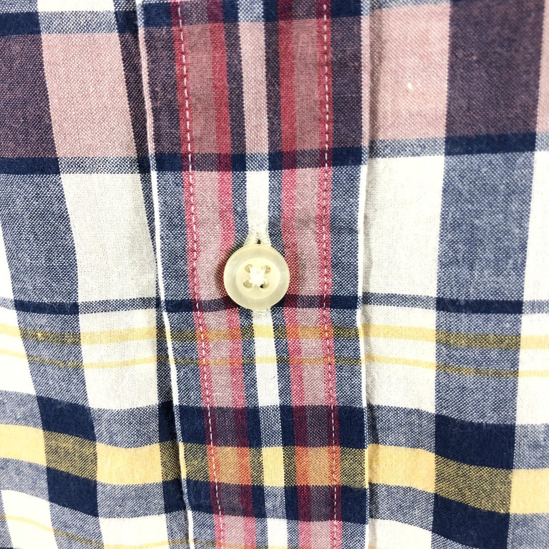 Ralph Lauren Madras Check Short Sleeve Button Down Check Shirt Men's XL cotton white type Vintage Second Hand