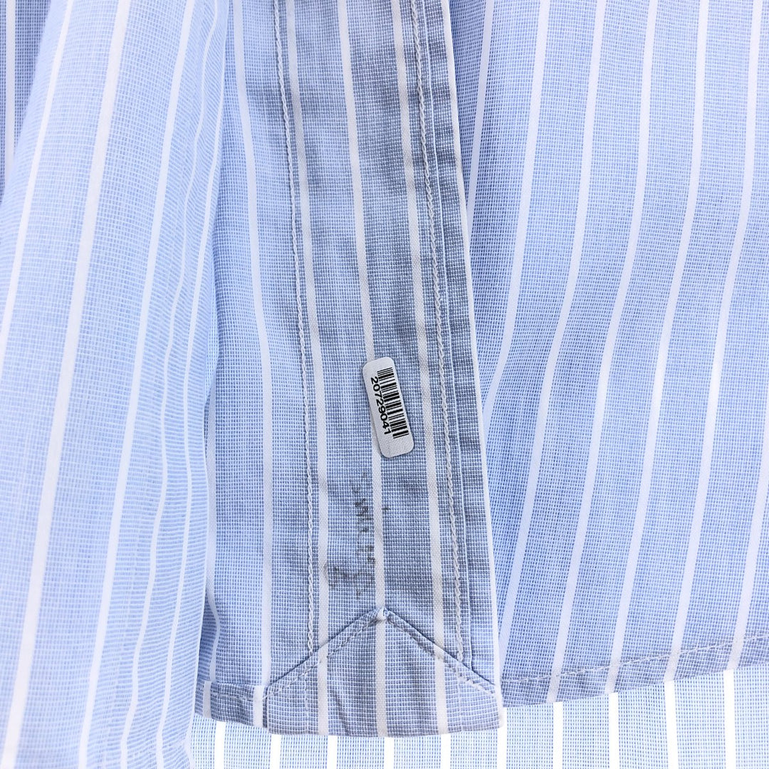 Ralph Lauren CUSTOM FIT long sleeve button down striped shirt men's size L cotton Blue type light blue Vintage Second Hand