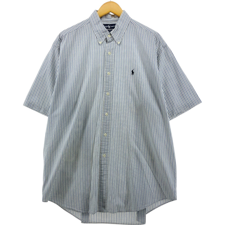 Ralph Lauren BLAIRE short sleeve button down striped shirt men's XL size cotton white type Vintage Second Hand