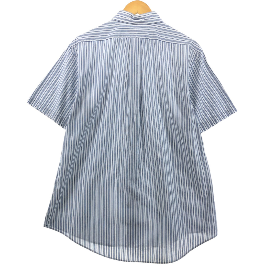 Ralph Lauren CUSTOM FIT Multi-stripe short sleeve button-down striped shirt, men's size L cotton white type Vintage Second Hand