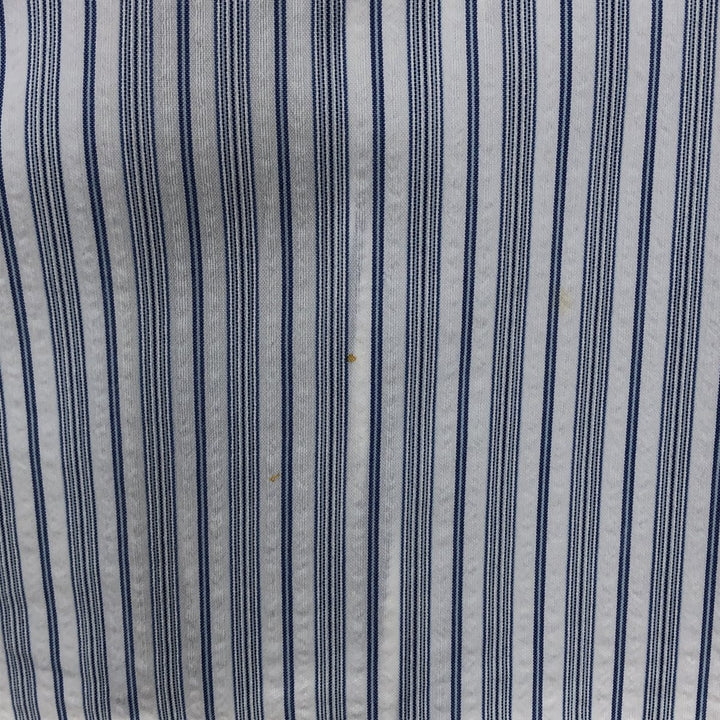 Ralph Lauren CUSTOM FIT Multi-stripe short sleeve button-down striped shirt, men's size L cotton white type Vintage Second Hand