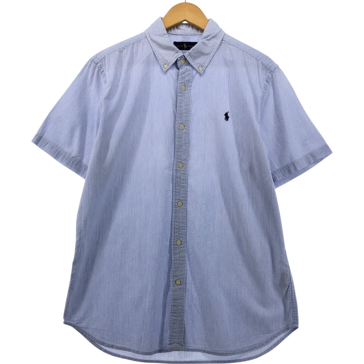 Ralph Lauren Seersucker Short Sleeve Button-Down Striped Shirt Men's XL cotton white type Vintage Second Hand