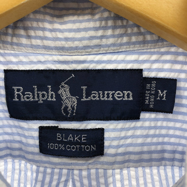 Ralph Lauren BLAKE short sleeve cotton striped shirt, men's size M cotton white type Vintage Second Hand