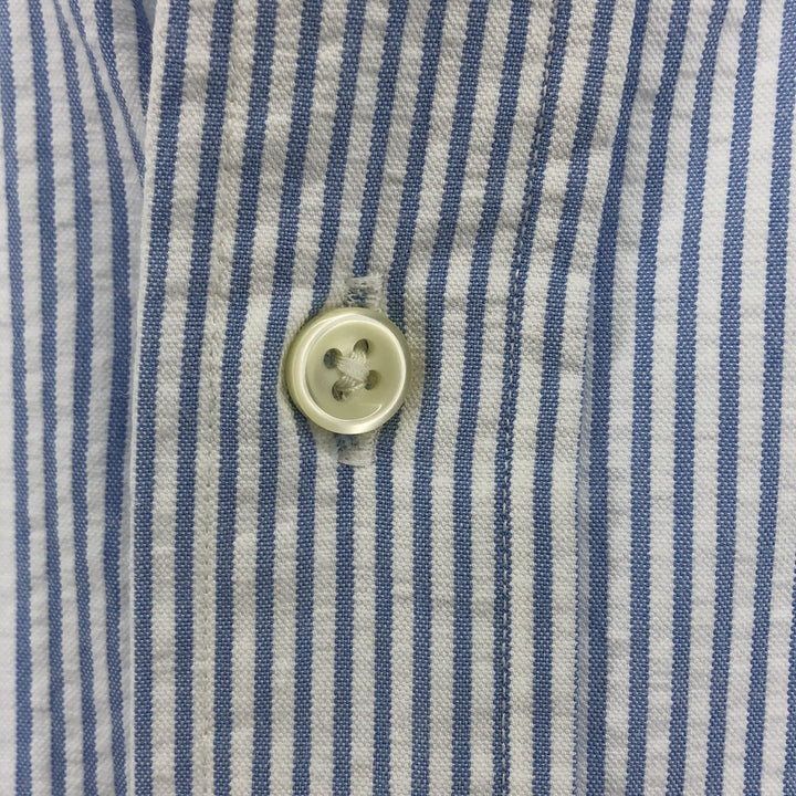 Ralph Lauren Classic Fit short sleeve button down striped shirt, men's XL size cotton white type Vintage Second Hand