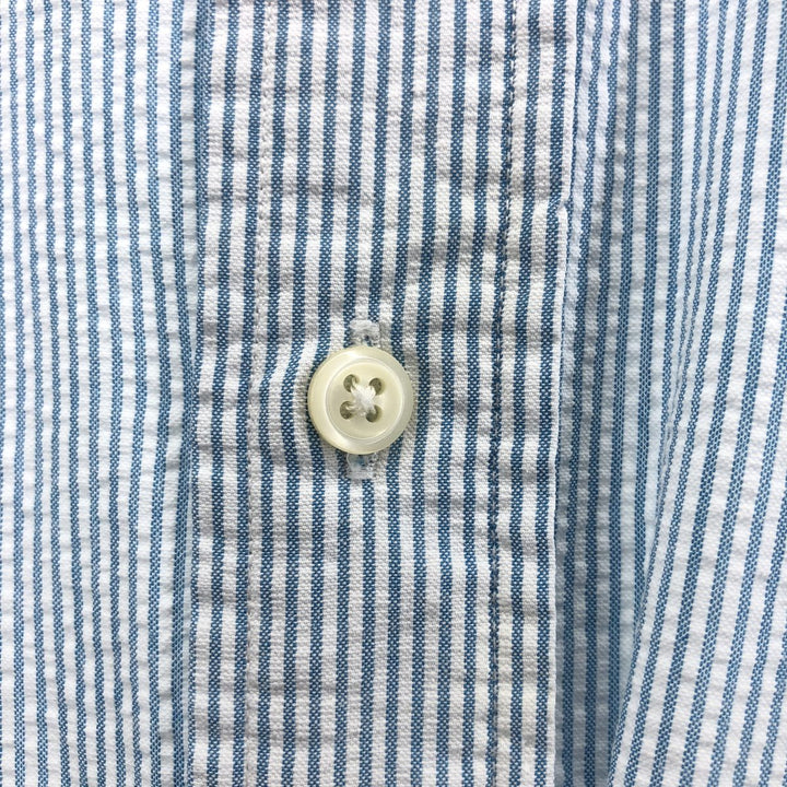 Ralph Lauren short sleeve button down striped shirt, men's size L cotton white type Vintage Second Hand