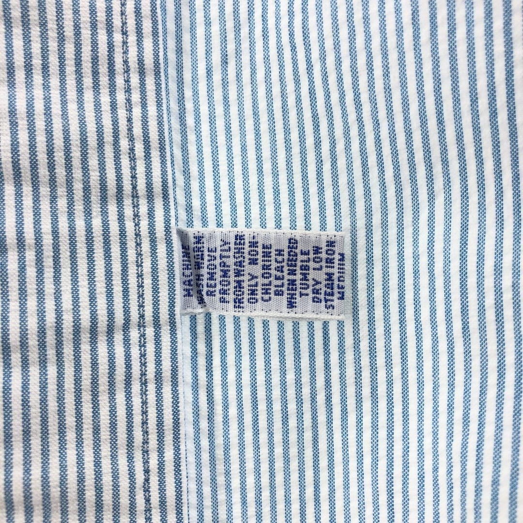 Ralph Lauren short sleeve button down striped shirt, men's size L cotton white type Vintage Second Hand