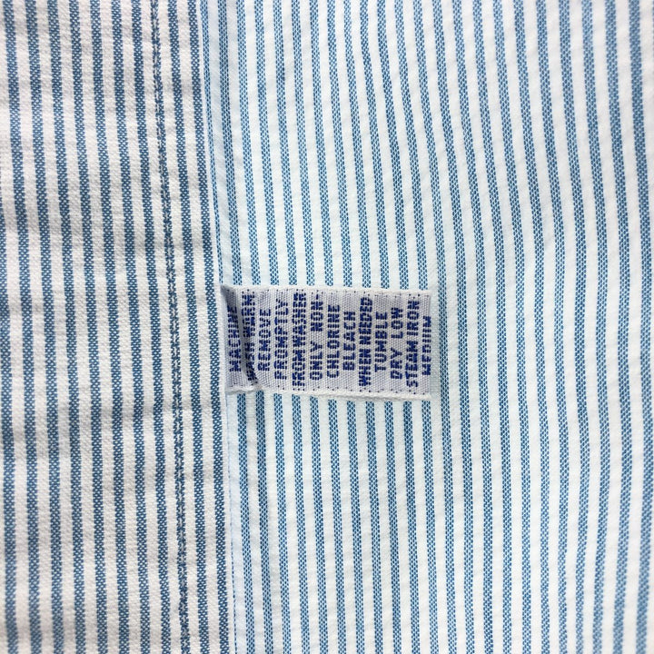 Ralph Lauren short sleeve button down striped shirt, men's size L cotton white type Vintage Second Hand