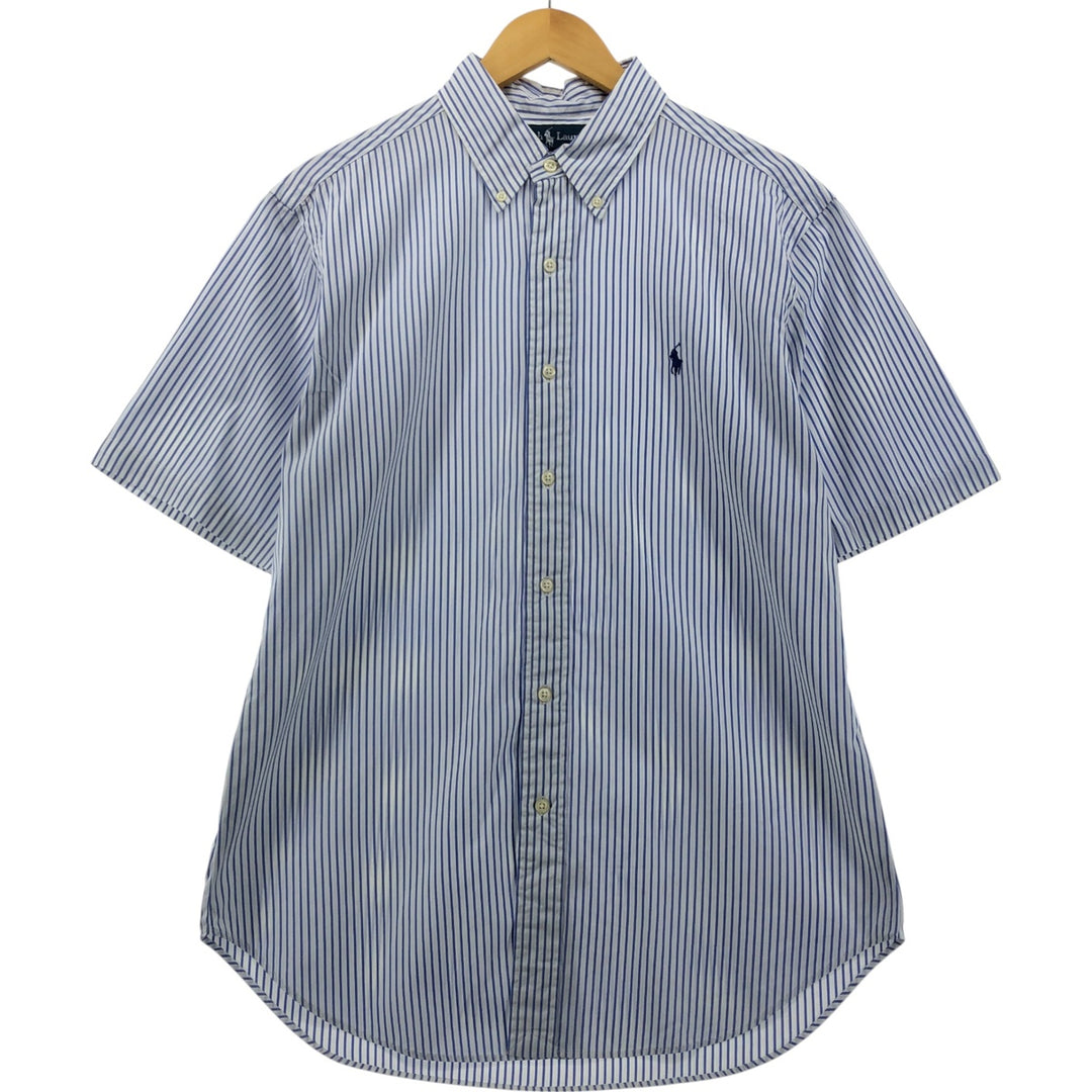Ralph Lauren Classic Fit Short Sleeve Button Down Striped Shirt Men's Size L cotton white type Vintage Second Hand