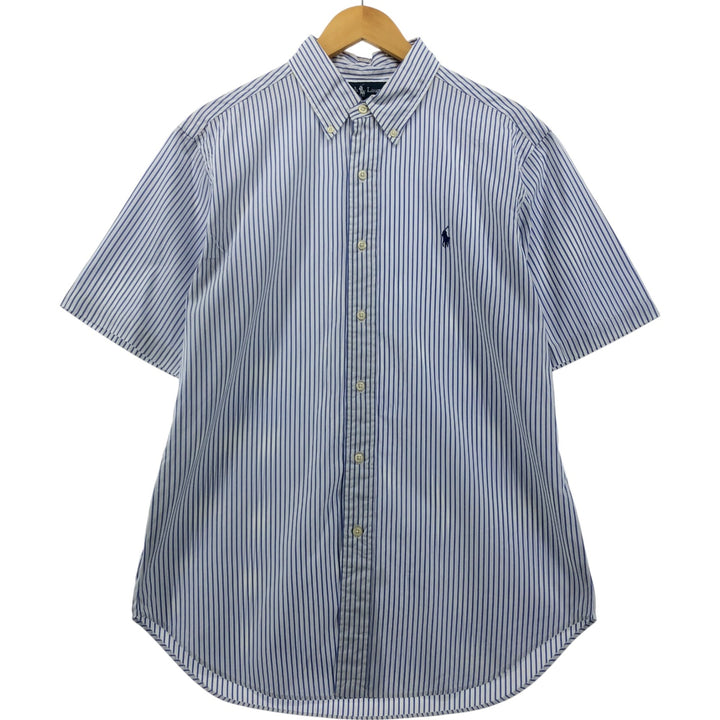 Ralph Lauren Classic Fit Short Sleeve Button Down Striped Shirt Men's Size L cotton white type Vintage Second Hand