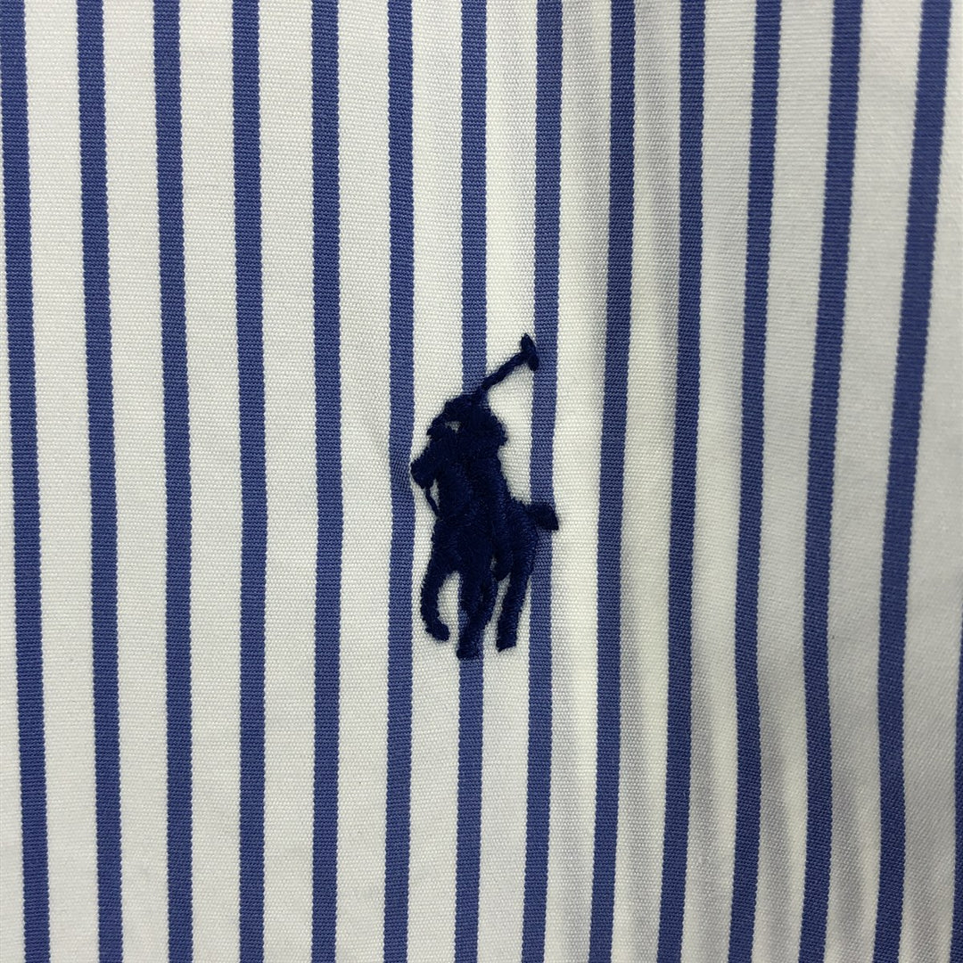 Ralph Lauren Classic Fit Short Sleeve Button Down Striped Shirt Men's Size L cotton white type Vintage Second Hand