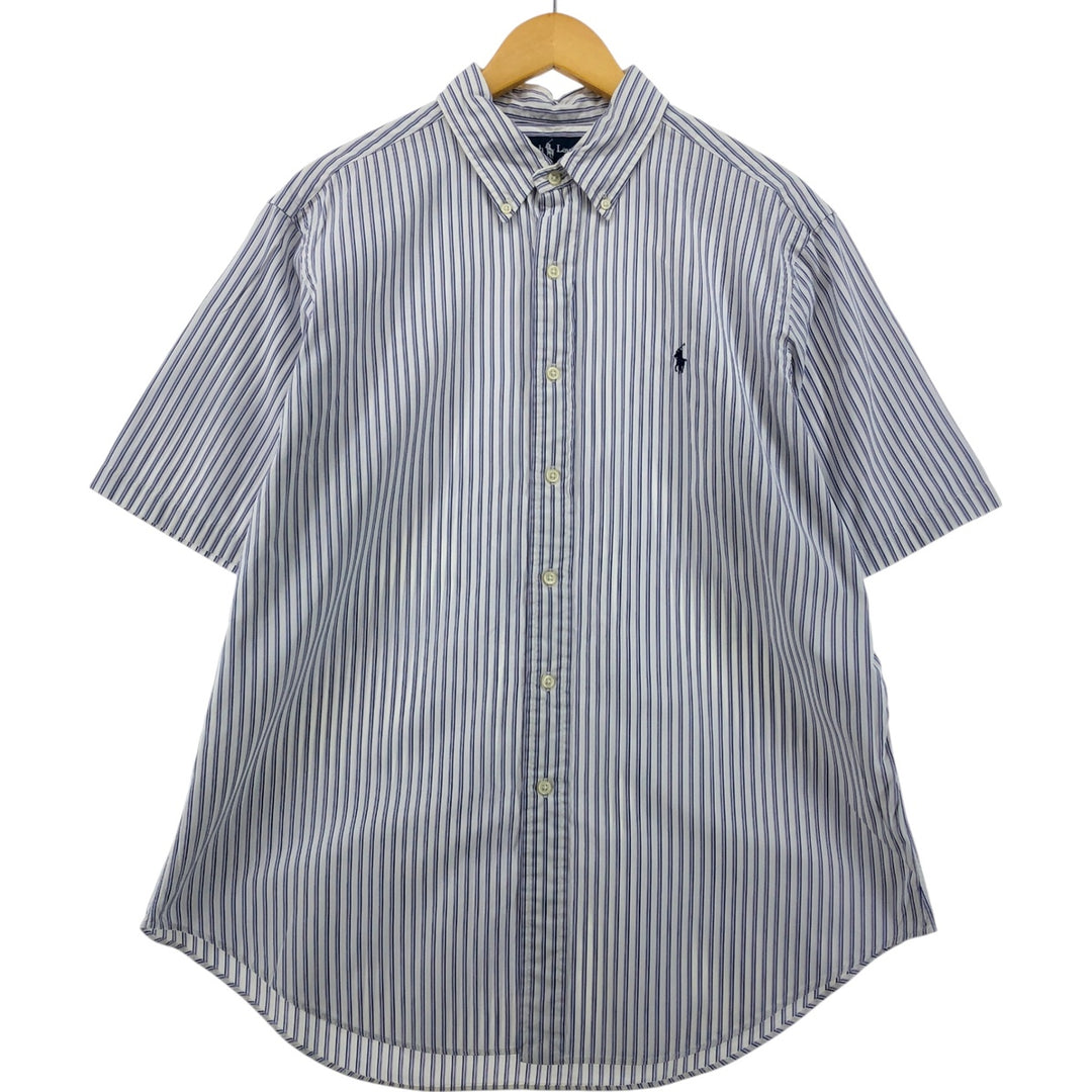 Ralph Lauren Classic Fit Multi Stripe Short Sleeve Button Down Striped Shirt Men's XL cotton white type Vintage Second Hand