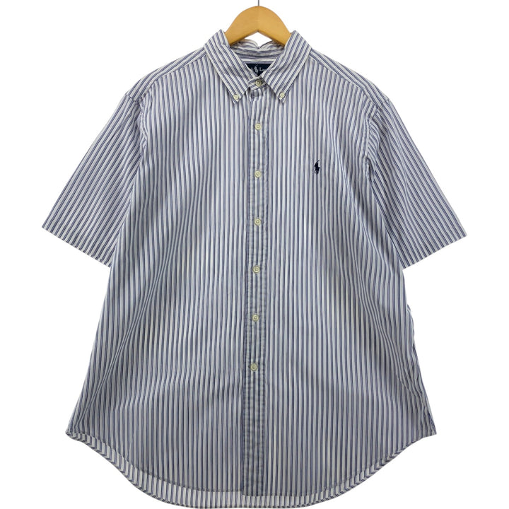 Ralph Lauren Classic Fit Multi Stripe Short Sleeve Button Down Striped Shirt Men's XL cotton white type Vintage Second Hand