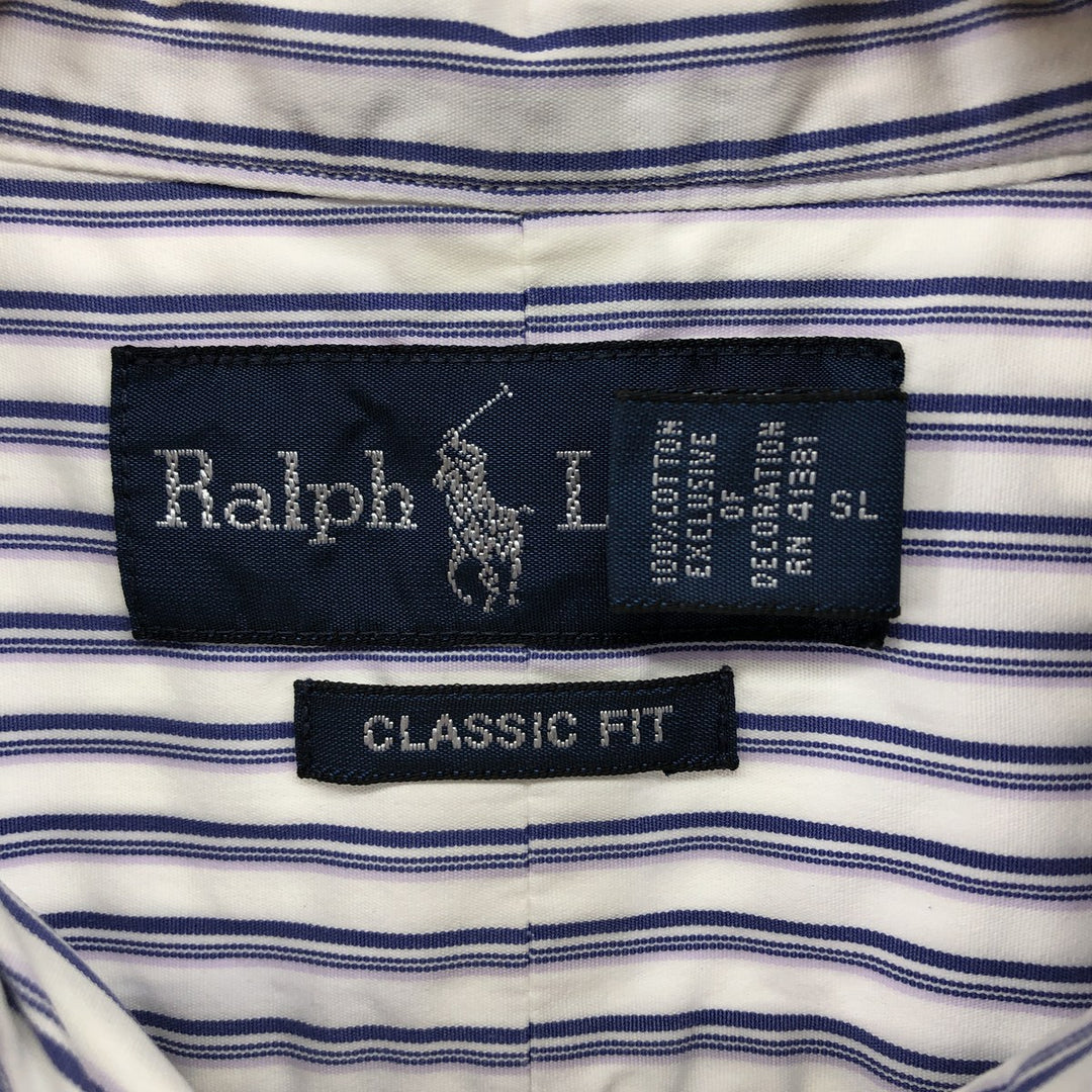 Ralph Lauren Classic Fit Multi Stripe Short Sleeve Button Down Striped Shirt Men's XL cotton white type Vintage Second Hand