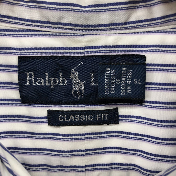 Ralph Lauren Classic Fit Multi Stripe Short Sleeve Button Down Striped Shirt Men's XL cotton white type Vintage Second Hand