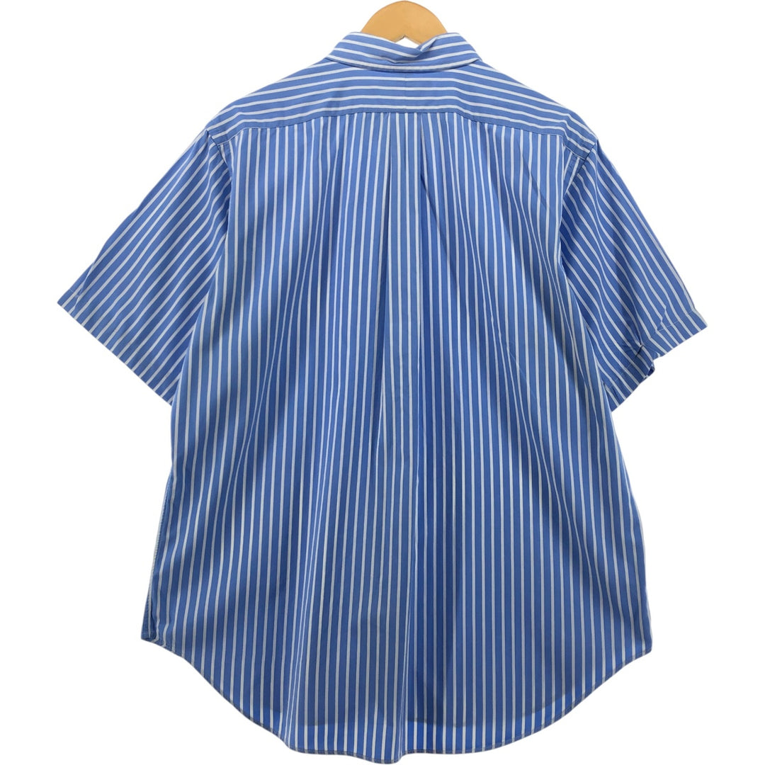 Ralph Lauren Classic Fit Short Sleeve Button Down Striped Shirt Men's XL cotton Blue type light blue Vintage Second Hand