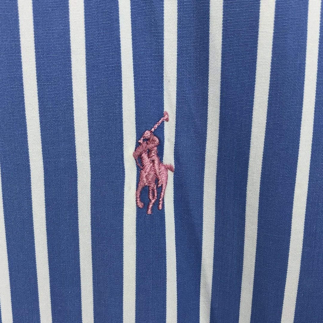 Ralph Lauren Classic Fit Short Sleeve Button Down Striped Shirt Men's XL cotton Blue type light blue Vintage Second Hand